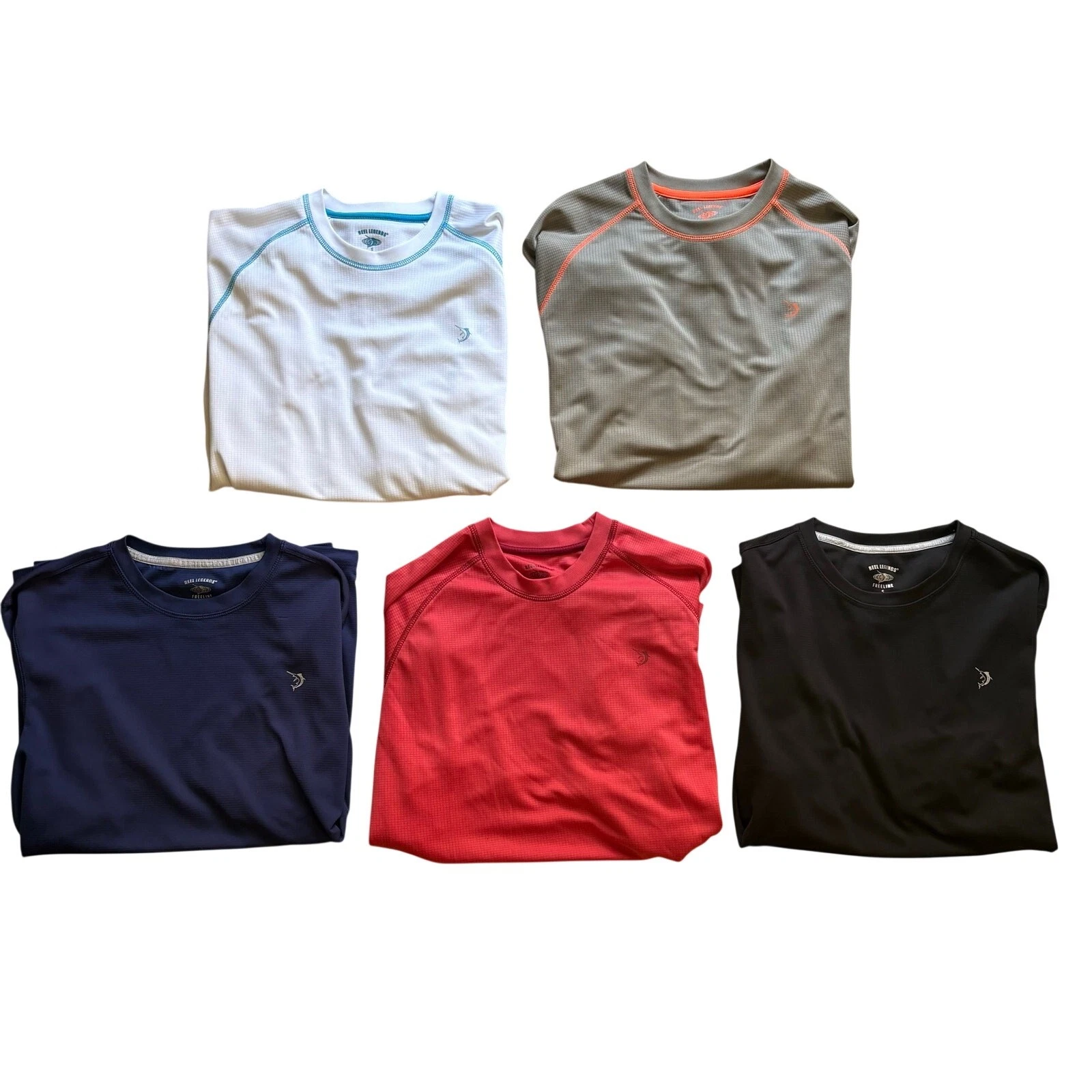 LOT OF 5 - Reel Legends Performance Shirts Long Sleeve & Short Sleeve Fishing