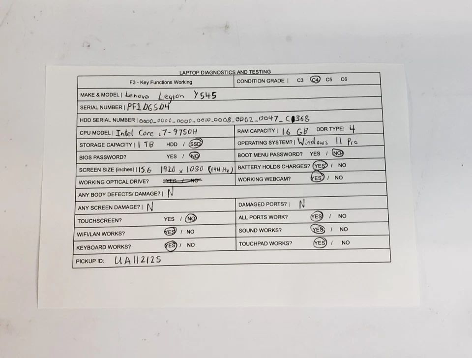 Lenovo Legion Y545 i7-9750H 16GB RAM | 1TB SDD | Windows 11 Pro OS - Image 2 of 4