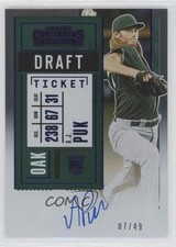 2020 Panini Contenders Rookie Draft Ticket Blue 7/49 AJ Puk #101 Auto 0t1