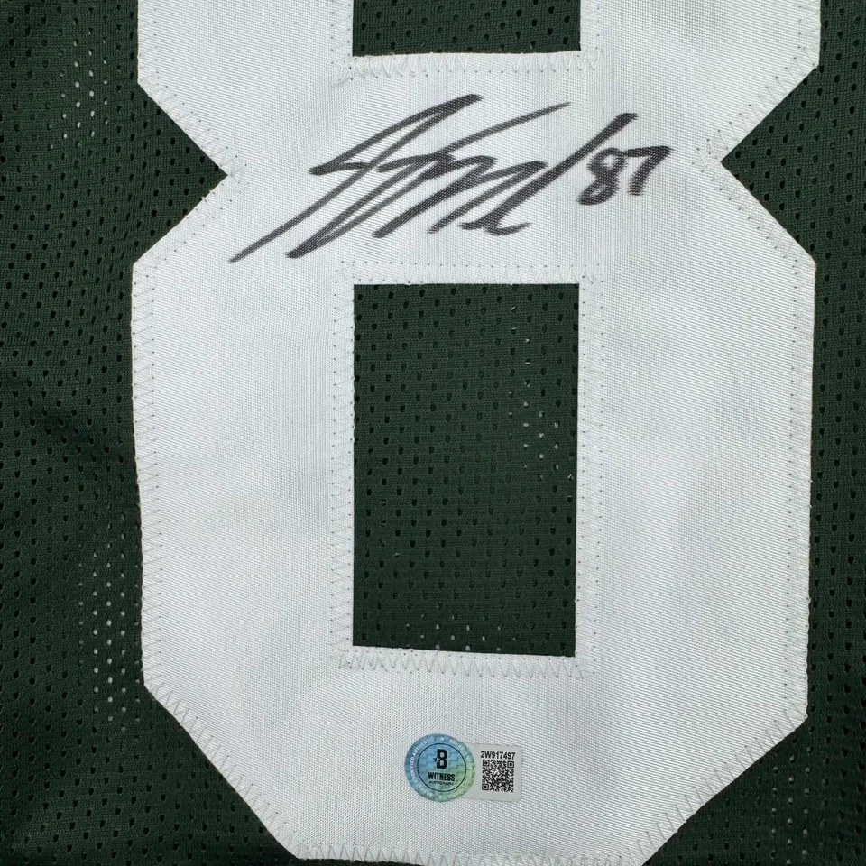 Autographed/Signed JORDY NELSON Green Bay Green Football Jersey Beckett BAS COA - Image 4 of 4