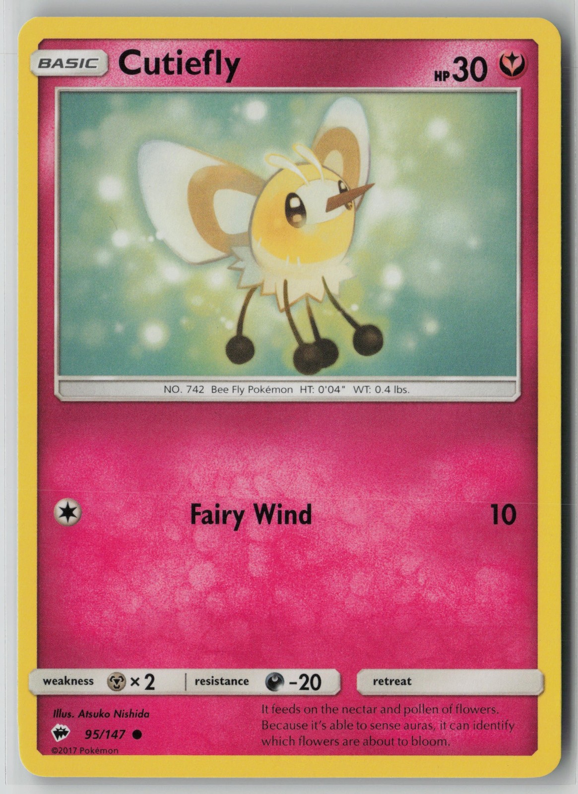 Cutiefly 95/147 Pokemon Burning Shadows Common Card Lightly Played (LP) 1