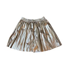 Crewcuts Pleated Skirt Girls Gold Metallic Faux Leather Party SIZE 12