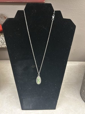 Vtg Sterling Silver Native Southwest Sonoran Gold Turquoise Pendant Necklace