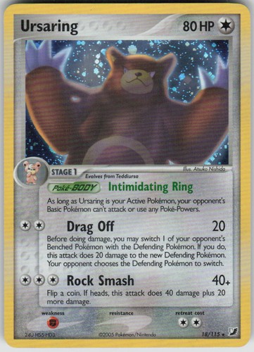 Pokemon Ursaring 18/115 EX Unseen Forces Holofoil Holo Rare NM