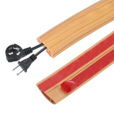 3.3FT Floor Cord Cover, 0.43" W x 0.28" H Cord Hider, Yellow Wood Grain