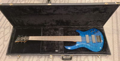 Dean Edge Q6 Transparent Blue 6-String Electric Bass With Case