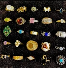 VTG Lot 25 Costume Jewelry Rings Gold Silver Gems 1-925 3-Avon 2-Lind 14KT HGE