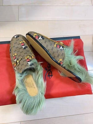 GUCCI Disney Princetown Leather Slippers Black Horsebit Mule Women s Size 37