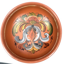 Vintage Beautiful Norwegian Rosemaling Handpainted Wooden Lath-Turned Bowl 8  