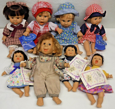 8 Gigo Dolls My Pals Kids Plush Stuff 10'' & Laurel Bean Bags 8'' Expressive Faces