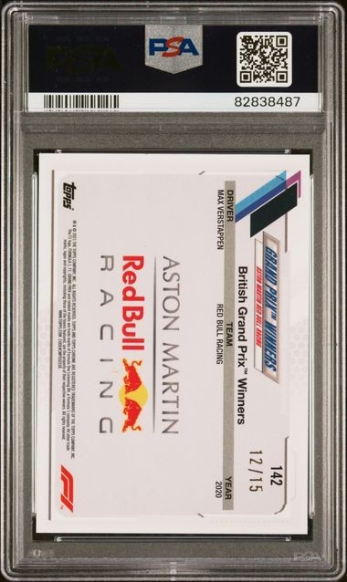Max Verstappen 2021 TOPPS CHROME F1 SAPPHIRE BLACK & WHITE #142 PSA 10 GEM 12/15 view 2