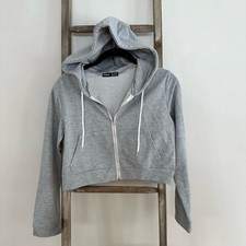 Basic Gray Cropped zip up Hoodie