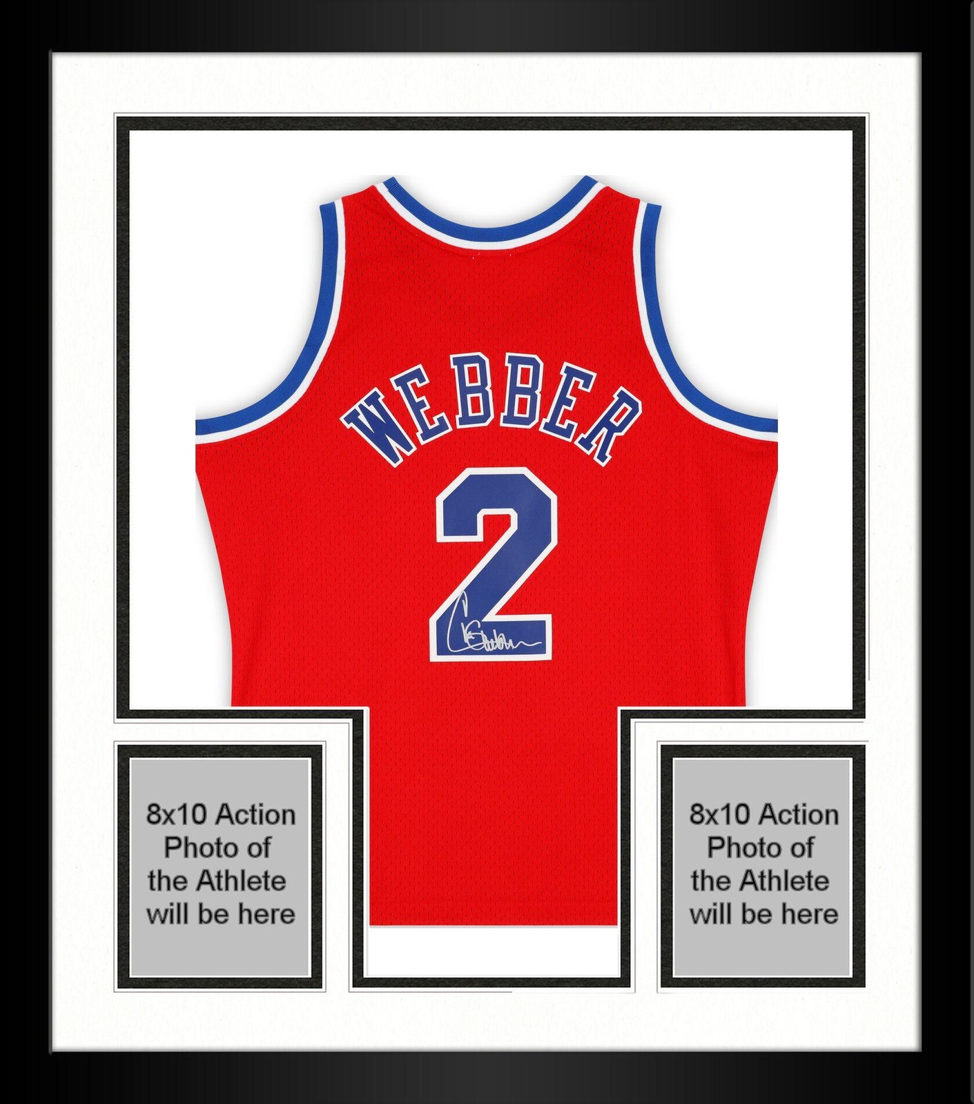 Chris Webber Autographed Signed Washington Bullets Framed Bullets Mitchell & Ness Red 1994-95 Swingman Jersey 