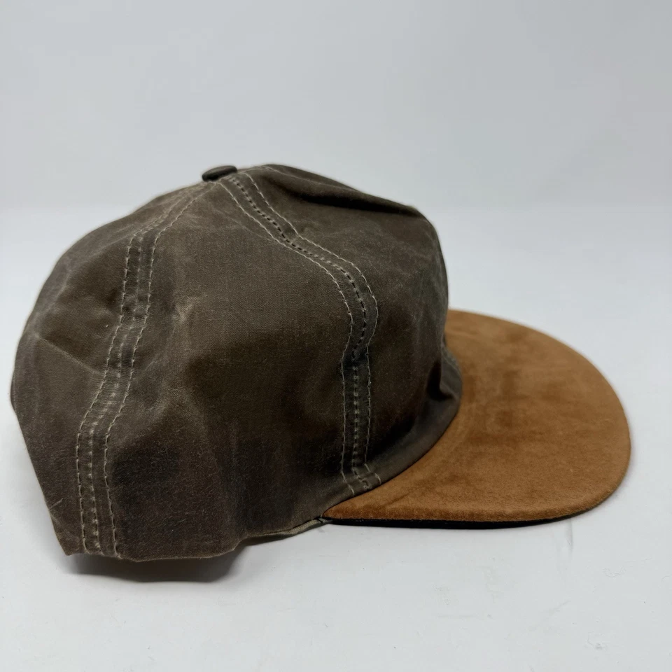 Gorra de Lona Encerada De Colección Marrón Hecha en EE. UU. Gamuza Ala Tostada Snapback Sombrero en Blanco Foto 3 de 4