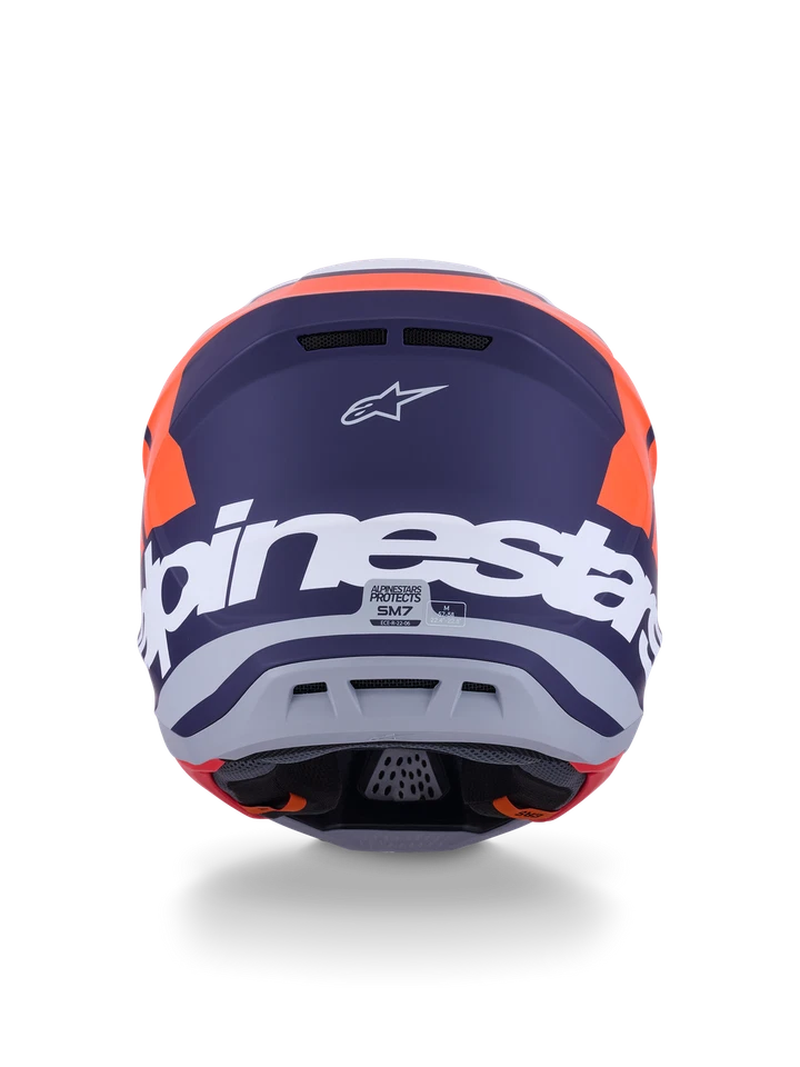 Casco Uomo Alpinestars Supertech S-M7 Core Arancione Blu Motocross Enduro SM7 - Immagine 4 di 4