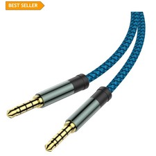 Durable 5Ft TRRS 3.5mm Aux Cord with Gold-Plated Connectors for Clear Sound