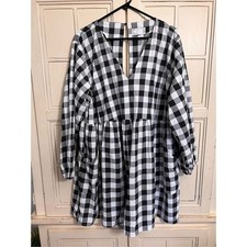 ASOS size 10 Buffalo plaid womens dress black white with pockets