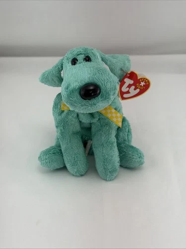 Ty Beanie Baby Diddley Green Dog Plush July 25 2000 w Tag Vintage