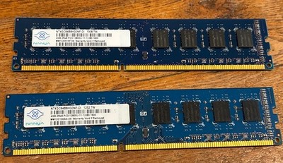 2 pack Nanya NT4GC64B8HG0NF-DI 4GB 2Rx8 PC3-12800U RAM two lot PC memory windows