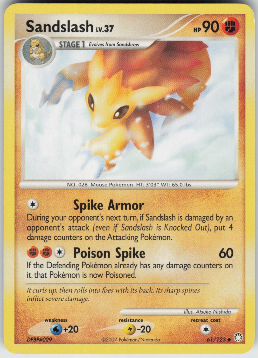 Pokemon TCG Sandslash 61/123 Mysterious Treasures Uncommon card Normal
