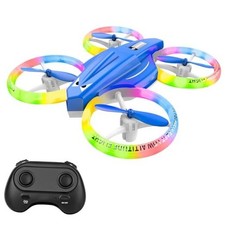 Drone for Kids and Beginner with Led Light, Small Indoor Rc Light Up Dark Blue