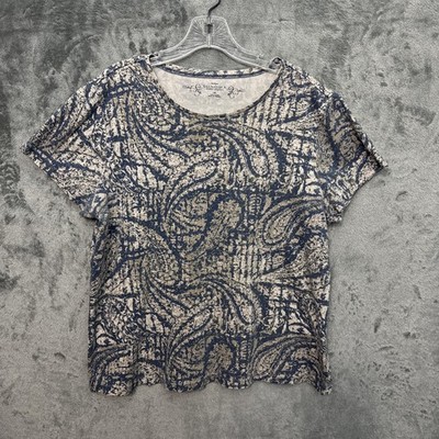 Sonoma womens tops 1x blue white cotton short sleeve