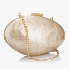 Women Evening Pearl Bag Gold Acrylic Clutch Handbag for Evening Wedding Party