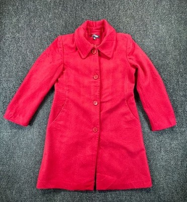 Vintage Chadwicks of Boston Red Wool Blend Long Coat Women s Size 4 Lined