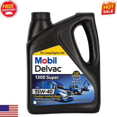 Mobil Delvac 1300 Super 15W-40 Heavy Duty Synthetic Blend Diesel Engine Oil 1Gal