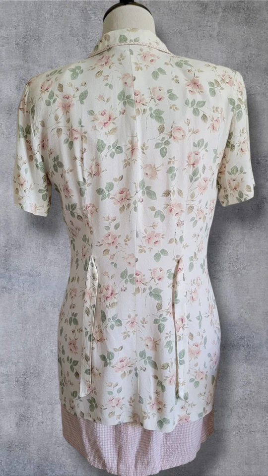 复古 All That Jazz 2 件装迷你连衣裙 Cottagecore 9/10 S/M 粉红色花卉格子 — 第 3/4 张图片