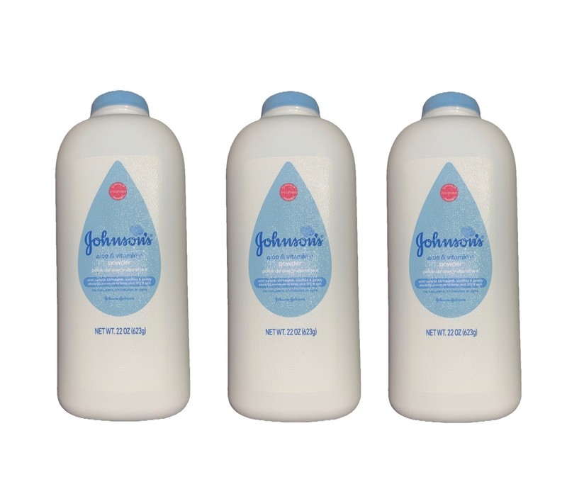 (3) Johnson's Aloe Vera & Vitamin E Baby Powder Natural Cornstarch 22 Oz Infant