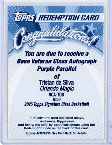 2025 Topps Signature Tristan da Silva Purple (RAW)