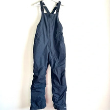 Lands End squall kids snow bibs 12 black waterproof grow a long ski pants board