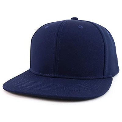 Oversize 2XL Blank Plain Back Flatbill Snapback Baseball Cap One Size Navy