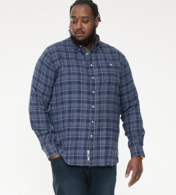 D555 Duke Big Herren Marine Kariertes Hemd Langarm 2XL-4XL 5XL 6XL 7XL 8XL 111604