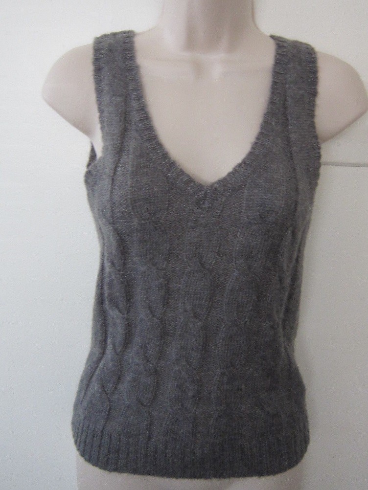 H&M Cable Knit Mohair Blend Sleeveless V Neck Dark Gray Light Sweater Vest Sze 4 | eBay H&M Cable Knit Mohair Blend Sleeveless V Neck Dark Gray Light Sweater Vest Sze 4 | eBay