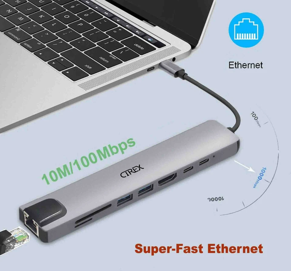 USB C HUB Type-C to USB 3.0 4K HDMI SD/TF PD Port Thunderbolt MacBook Phones - Image 3 of 4