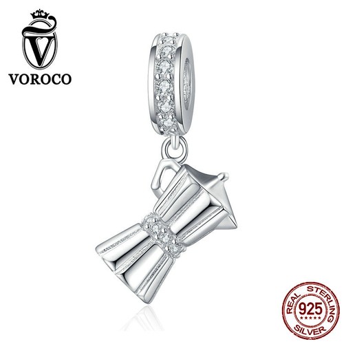Ciondolo Ciondolo Moda Argento Sterling 925 Zirconia Perline Fai da Te Bracciale Ciondolo Voroco - Foto 188 di 205