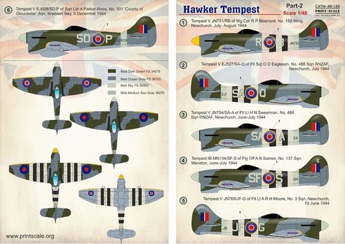 Print Scale 48-126 Decal airplane 1:48 Hawker Tempest Part 2 Waterslide decals - Picture 20 of 24