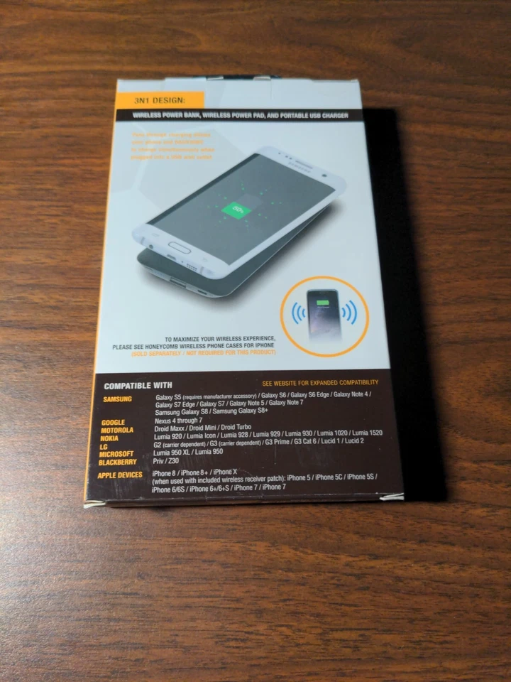 Nuevo Cargador Portátil Inalámbrico Honeycomb con Batería 3000mAh, Negro (DASH30WC)™ Foto 3 de 3