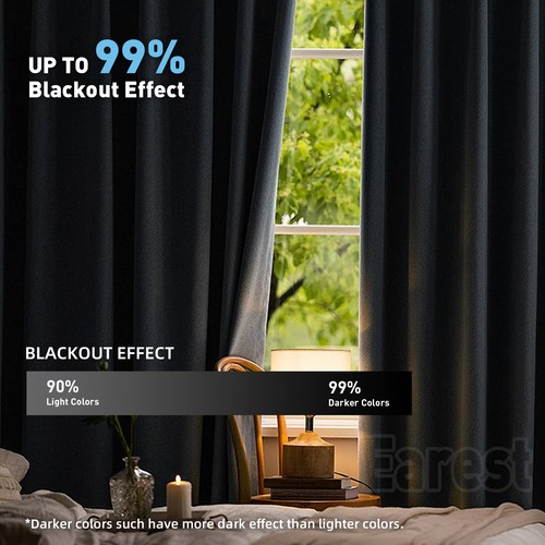2PCS Blackout Curtains Eyelet Ring Top Thick Thermal Ready Made Pair Luxury Grey - Picture 16 of 110