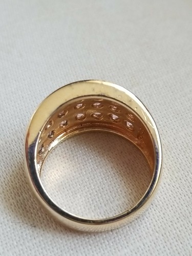 925 STERLINGSILBER RUNDER ROSA EISSTEIN CZ GOLD 3 REIHIGER BANDRING GRÖSSE 5 - Bild 3 von 4