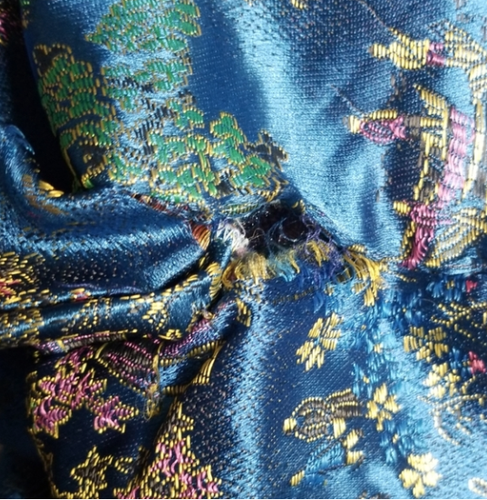 Authentic Chinese Robe Vintage Lounge Asian Blue Golden Dragon size L Vintage - Picture 7 of 12