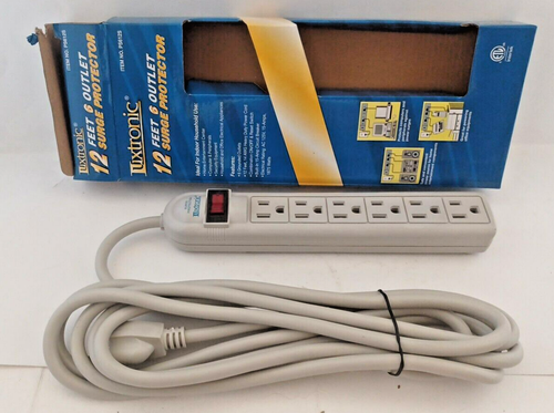 LUXTRONIC PS612 Heavy Duty 6 AC Outlet Surge Protector, 14/3 AWG 12 FOOT CABLE - Picture 3 of 4