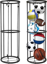 Garage Ball Storage Rack - Wall-Mounted Vertical Ball Holder for Basketball, Soc