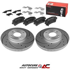 PER FORD FIESTA ZETEC MK7 SET DISCHI FRENO ANTERIORI FORATI E SCANALATI E PASTIGLIE BREMBO