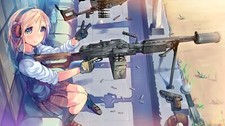 Anime girls pkp pecheneg skirt kneehighs headphones long Playmat Game Mat Desk