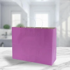 Paper Shopping Bags 100 Hot Pink Magenta 16" x 6 x 12 ½" Vogue Merchandise Gift