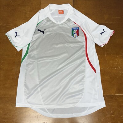 ITALY Jersey Mens Medium White Gray 2010-2012 Away Soccer Puma | eBay
