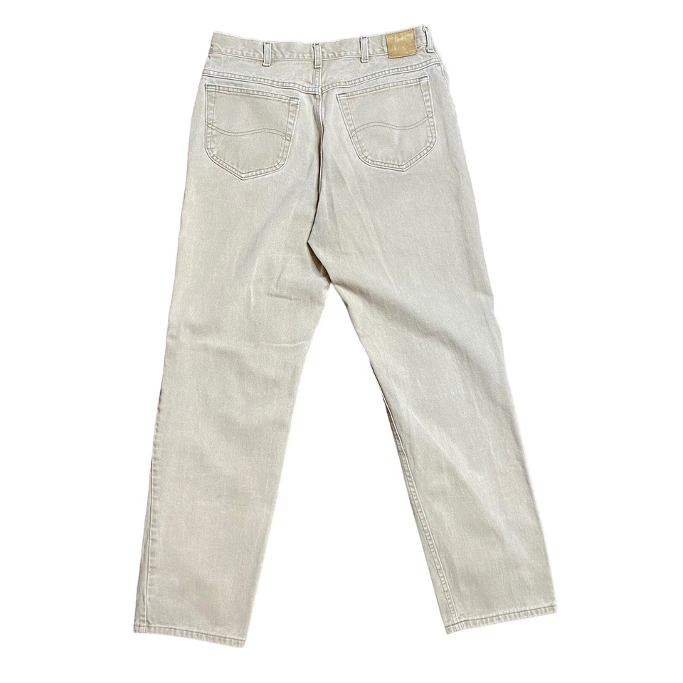 Pantalones Lee 5 Bolsillos Sarga 36 x 32 Años 90 Algodón Años 90 Vintage Cuero Parche Lona Foto 4 de 4